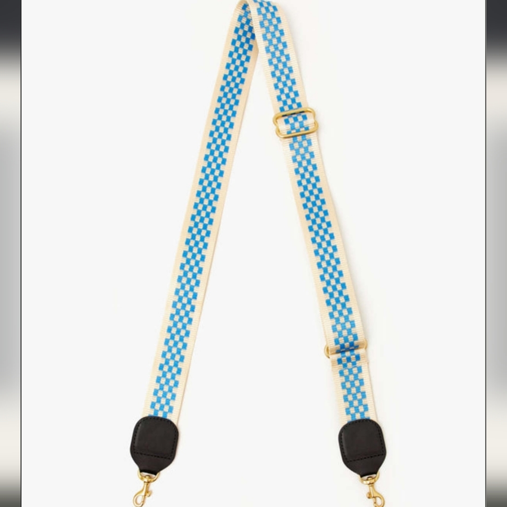 Clare V Strap Adjustable Blue Checkered New
